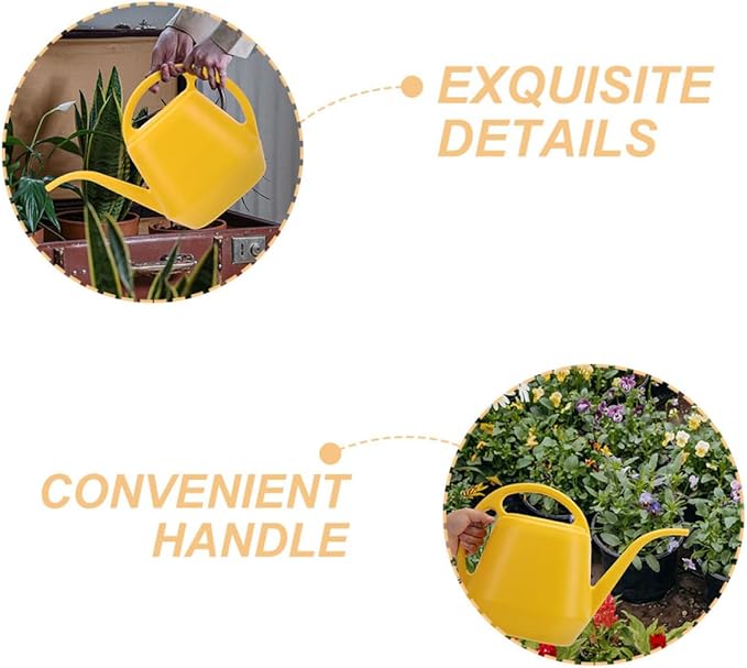 FRCOLOR Long Spout Watering Can 2l Yellow Gardening Flower Watering Pot Succulents Indoor Outdoor Plants Sprinkler Kettle