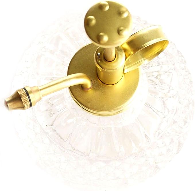 Plant Mister- Clear Color Glass Bottle & Brass Sprayer (Matt Gold)