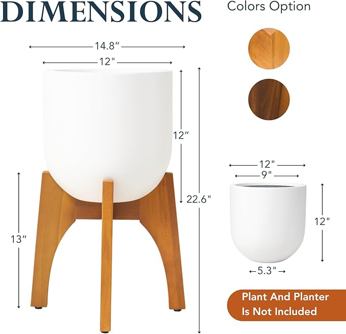 KUTE NEST Acacia Wood Plant Stand - Elegant Match for Corso/Arco Planter, Small Indoor Solid Wood Plant Holder with Golden Teak Finish for Modern Home Decor (Golden Teak, High - Small)