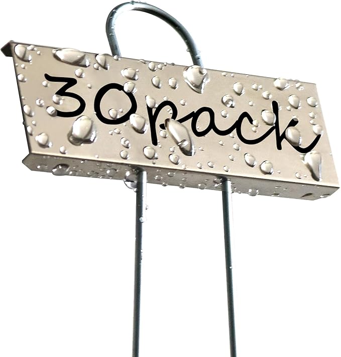 Plant Labels Metal 304 Stainless Steel Garden Plant Markers Weatherproof Garden Stake Tag Plant Tags with Pen for Outdoor Seedling Flower Herb Vegetable Greenhouse(30 Pack) (Stainless Steel)