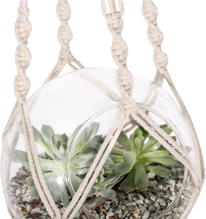 Macrame Plant Hanger Basket Liners Cotton Rope 4 Legs for Indoor Outdoor Decorations,Set of 2 (34 inch)