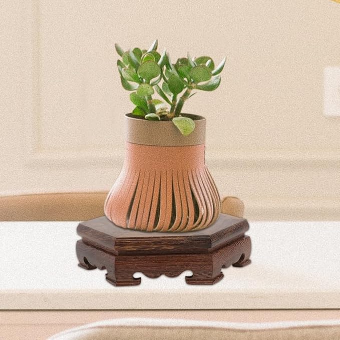 GANAZONO Plant Stand 2 Pack Wooden Flower Pot Base Riser for Indoor Outdoor Small Potted Plants Display Decorative Pedestal for Home Garden