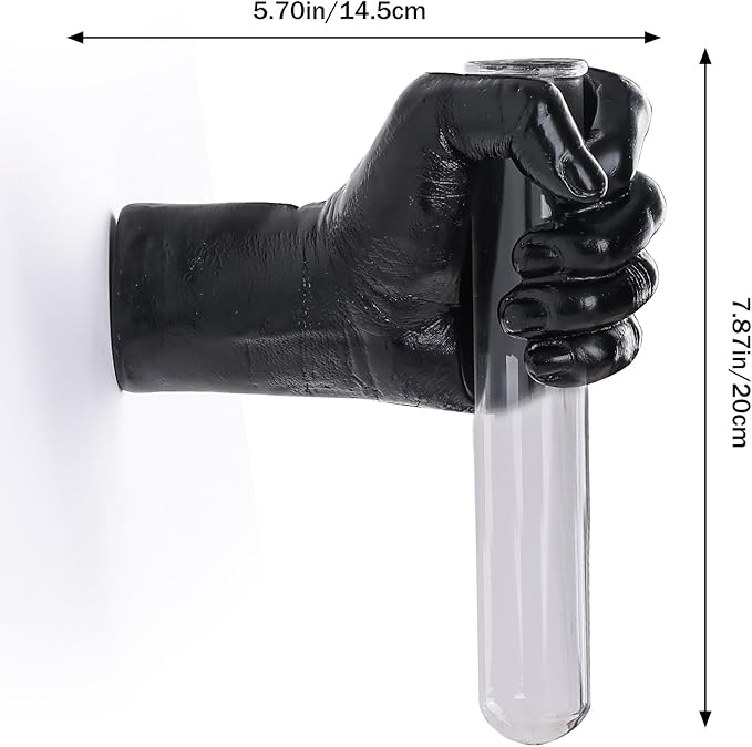 Hand Wall Vase,Black Hand Sculpture for Kinetic Art,Unique Wall Spooky Mounted Planter Decor, Hanging Vase for Unique Decoration in Living Rooms, Entrance and Room,Palmistry vase Statue (Black)
