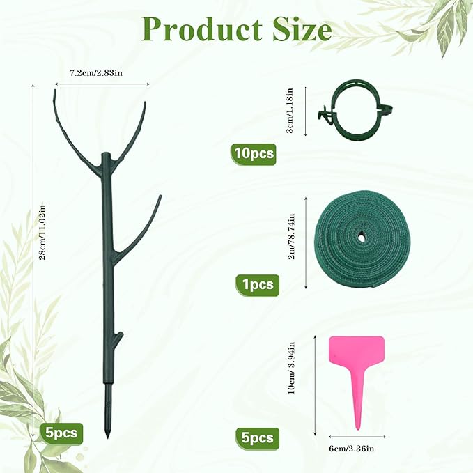 21PCS Stackable Monstera Plant Support Stakes for Indoor & Outdoor Plants, Includes Clips, Tags, Suitable for Supporting Monstera and Climbing Plants,for Vine Climbing and Stem Stabilization