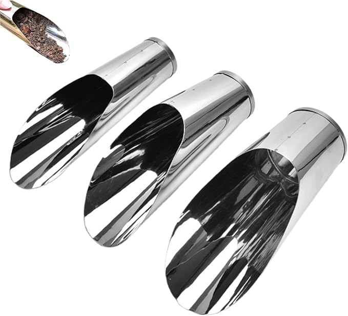 Hand Shovel, Soil Scoop for Indoor Plants 3PCS Potting Soil Scoop 3 Sizes Hand Shovel, Stainless Steel Garden Bonsai Tools for Plant Flower, for Indoor Plants