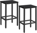 MAHANCRIS Bar Stools, Set of 2 Bar Chairs with Footrest, 2-Piece Dining Stools, 25.8-Inch Height, Rectangular Industrial Bar Stools, Strong Metal Frame, for Dining Room, Kitchen, Black BAHB0101