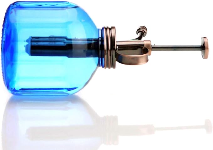 Plant Mister-Blue Glass Bottle & Brass Sprayer (Antique Copper)