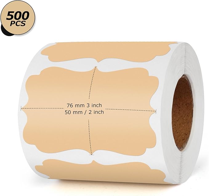 Khaki Thermal Labels 2 × 3 Inch Gift Printer Sticker Christmas Direct Roll Decals Waterproof Name Tag for Wrapping Logo DIY Thanks Card Office 500 PCS