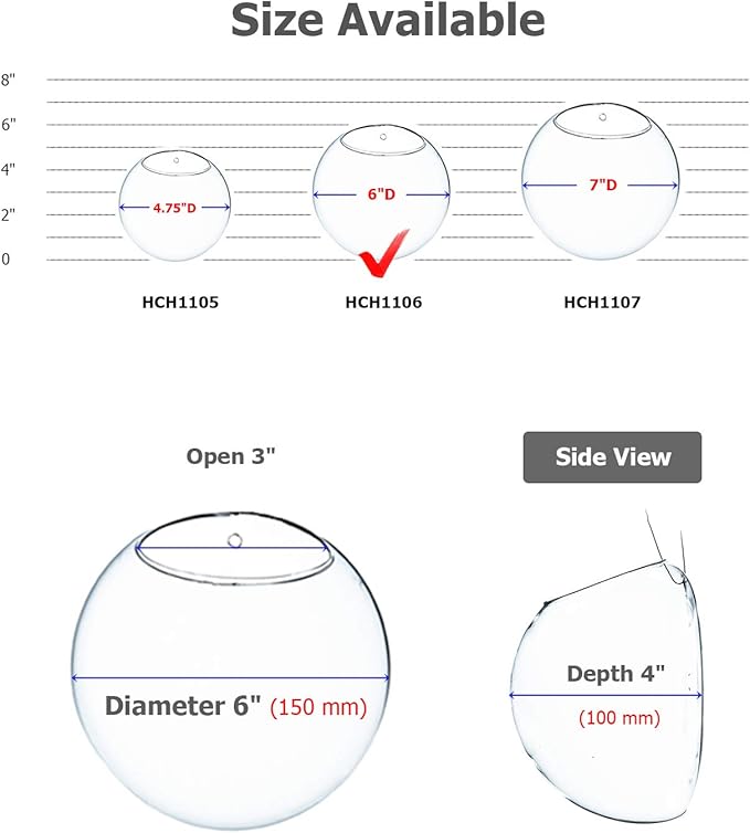 WGV Wall Hanging Planter Terrarium, Diameter 6", Clear Mounted DIY Succulents Air Glass Floral Container Vase, Tea Light Votive Candle Holder for Decoration 1 Piece