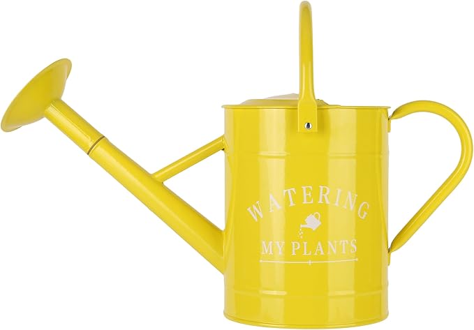 Garutom Galvanized Watering Can for Outdoor Indoor Plants, 1 Gallon Decorative Countryside Water Can with Removable Spout, Metal Watering Can for Indoor Plants and Garden Flower (Yellow)