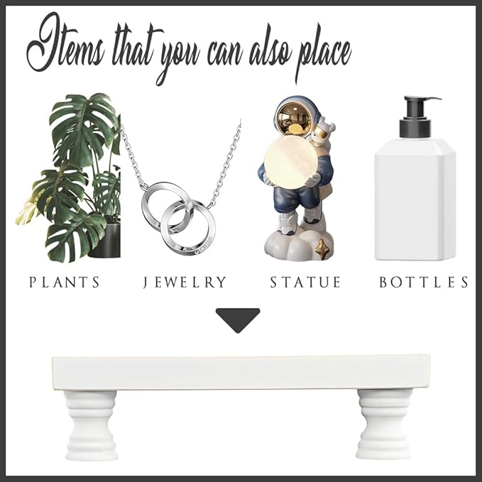 2 Pcs Wood Plant Stand Wooden Plant Stool Round Riser Display Stand Flower Pot Holder Low Plant Pot Flower Pedestal for Indoor Outdoor (White, 8.5"x5.7")
