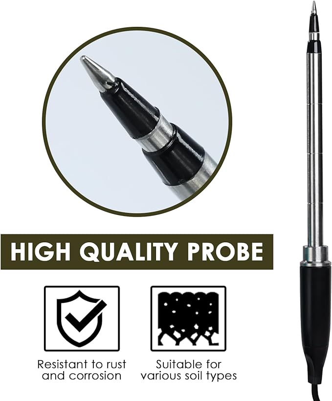 Soil EC & Temperature Meter, 2 in 1 Digital EC Meter with Automatic Temperature Compensation 0~50℃ Portable Soil EC Meter with Corded EC Sensor Electrode for Agricultural, Gardening, Plants