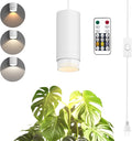 Zoomable Remote Pendant Grow Lights with Auto On/Off Timer, 30W Full Spectrum LED Plant Light 2700K-6000K Dimmable Plug in Hanging Lights for Indoor Plants 20FT Power Cord, White