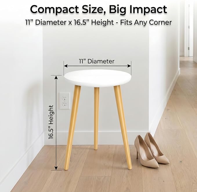 Modern Wood Plant Stand Indoor - Tall Plant Table for Flower Pot - Small Round Side End Table & Wooden Stool - Heavy Duty Large Planter Holder for Living Room Bedroom & Bathroom