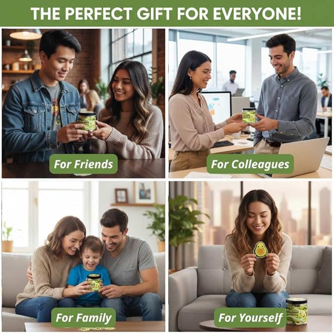 Positive Avocado Jar with 60 Daily Affirmation Cards, Emotional Support Avocado Decor, Gift for Women and Teens, Inspirational Mental Health Jar for Friends Seeking Good Luck and Encouragement