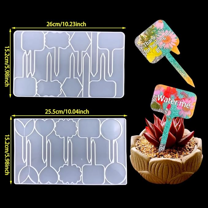 2 Pcs Plant Labels Resin Molds, Garden Markers Silicone Molds for Resin, Plant Tags Epoxy Resin Molds for Seed Potted Nursery Garden, T Shape