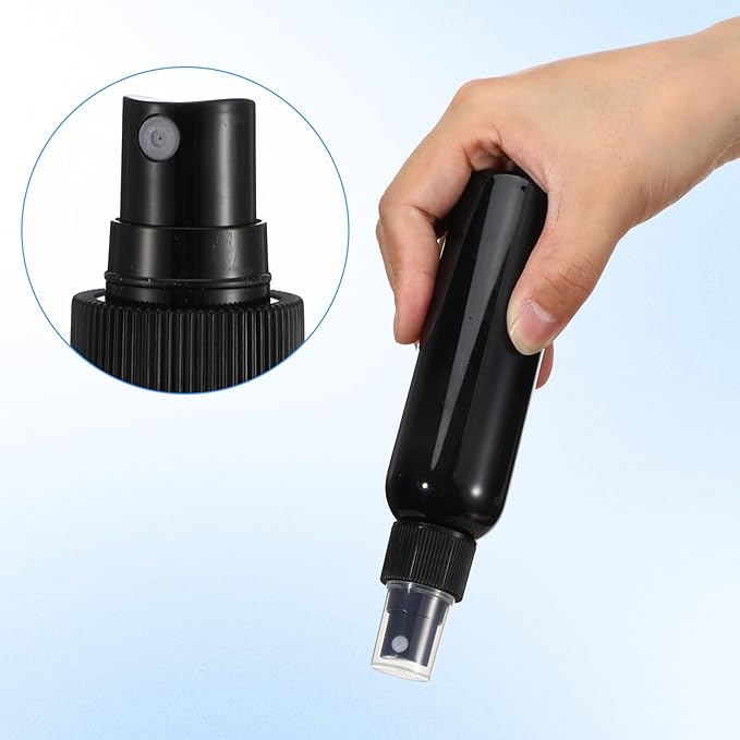 30 Pack Black Empty Spray Bottles, 4oz Plastic Fine Mist Spraying Bottles Small Refillable Sprayer Liquid Containers Portable Misters with Cap Travel Bottle for Perfume, Cleaning, Essential Oil
