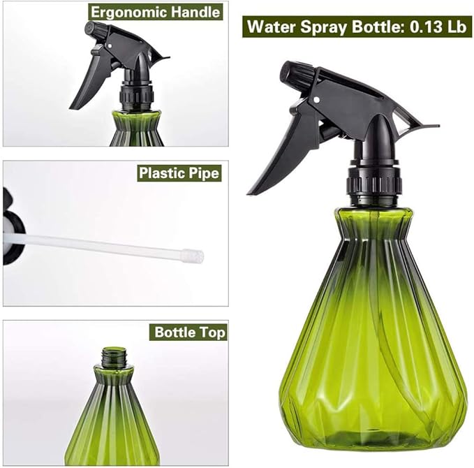 Yrzper Watering Can for Indoor Plants, Plant Mister Spray Bottle with Detachable Nozzle for Plants,Succulents, Garden Flowers Mist Small Modern Translucent Sprayer Bottle for Bonsai Plants (Green)