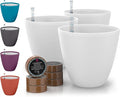 GARDENIX DECOR Self Watering Pots for Indoor Plants 3 Pack - Flower Pot with Water Level Indicator for Plants, Grow Tracking Tool - Self Watering Planter Plant Pot - Coco Coir - White