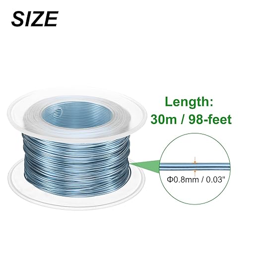 HARFINGTON Bonsai Wire Anodized Aluminum Training Wire Roll 0.8mm Gauge 98ft Length Bendable Bonsai Tree Kit for Garden, Horticulture, Landscape, Planting, Gray Blue