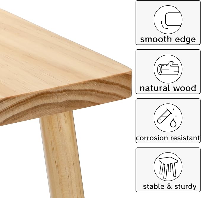 Goaste 9.5 Inch Wooden Step Stool, Solid Square Sitting Stools for Adults Kids, Multi-Purpose Short Chair Perfect Matched Sensory Table, 4-Legged Small Foot Rest Stool for Playroom, Kitchen, Bedroom