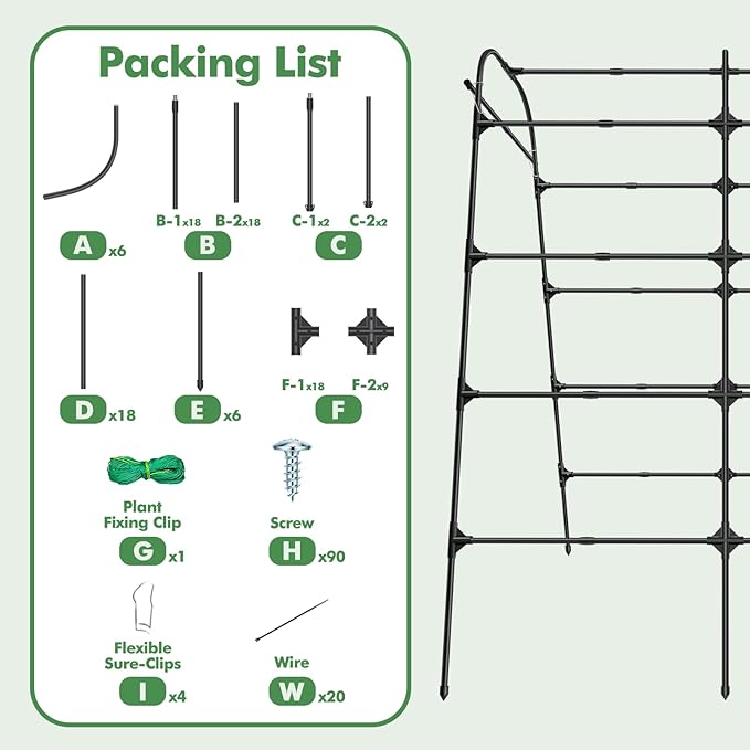 GOJAWAY 7 FT Grape Trellis for Garden Vegetable Trellis, Metal Garden Trellis Arch Plant Grow Support Frame for Climbing Plants Support Vegetable Flower Fruits Vine