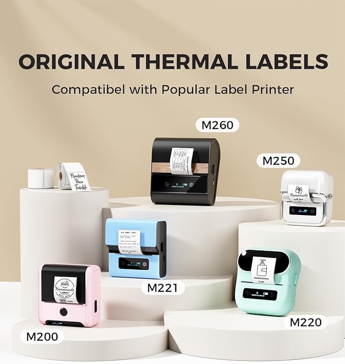 M220 Thermal Labels - 2.75"X3.14"(70x80mm) Compatible with Phomemo M250 Labels, White Square Print Master Label Refill for M220, M221, M250, M260, M421 Label Maker for Barcode, Ingredient, 3 Rolls