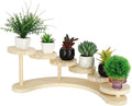 6-Tier Wooden Desk Plant Stand, Tabletop Plant Shelf with Multi-Level Round Platforms, Desktop Succulent and Flower Pot Stand for Window Sill Living Room Office Balcony Garden Decor