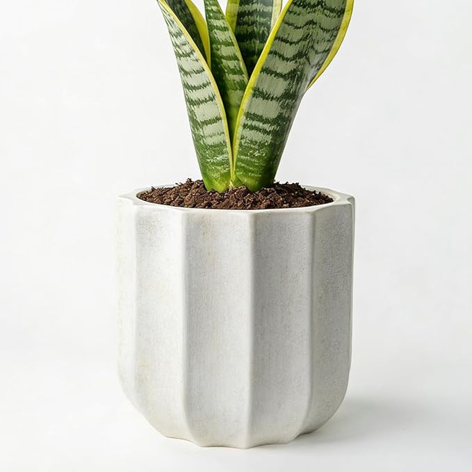 10 Inch Plant Pot – Ceramic Planter with Drainage Hole & Removable Drain Plug, Decorative Flower Pot for Indoor Outdoor Plants, Modern Round Large Planter, Cream White