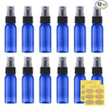 LISAPACK 1oz Small Plastic Blue Spray Bottle (12 Pack) Empty Mini Fine Mist Travel Size Atomizer, Tiny Sprayer for Little Perfume, Water, Cologne, Alcohol, Samples (Cobalt Blue, 30ml)