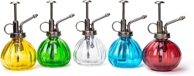 THY COLLECTIBLES Flower Water Spray Bottle Can Pot Plant Mister | Vintage Pumpkin Style Decorative Glass Plant Atomizer Watering Can Pot with Pump for Terrariums Flowers Potted Plants (Blue)