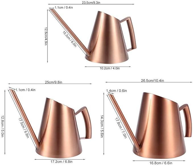 Household Bonsai Stainless Steel Watering Can, Mini Brushed Indoor House Plants Long Spout Watering Can Modern Watering Pot, Rose Gold(M)