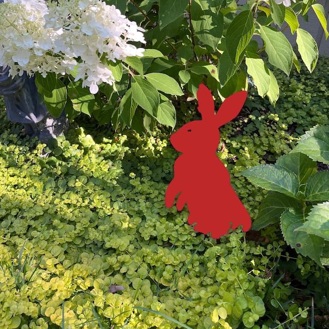 Metal Rabbit Yard Stake, Rustic Rabbit Standing Art, Easter Bunny, Easter Spring Decor, Metal Garden Stake, Metal Yard Art(Red,11”x20” /28cm x 50cm)