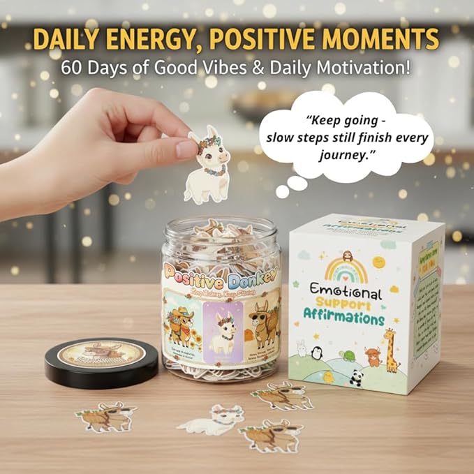 Positive Donkey Christmas Jar, Funny Emotional Support Gift for Men and Women, Christmas Gifts for Coworkers Teachers and Bosses, Holiday Motivation Home Office Decor