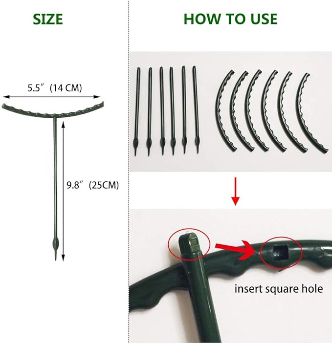 Belit 8 Pack Small Plant Support Plant Stakes, Garden Flowers Green Plant Support Ring, Planter Support Ring for Schlumbergera, Clivia, Vegetables, 5.5" Wide x 9.8" High