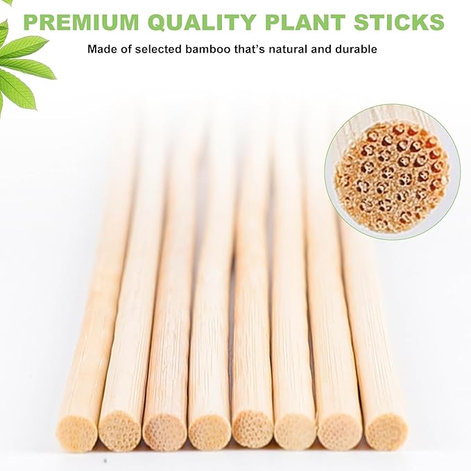 PERSZEN Plant Stakes 50 PCS Garden Bamboo Sticks Plant Support Stakes for Indoor and Outdoor Plants, Wooden Sign Posting Flower Pot Garden Stakes(15" 25pcs+17" 25pcs)