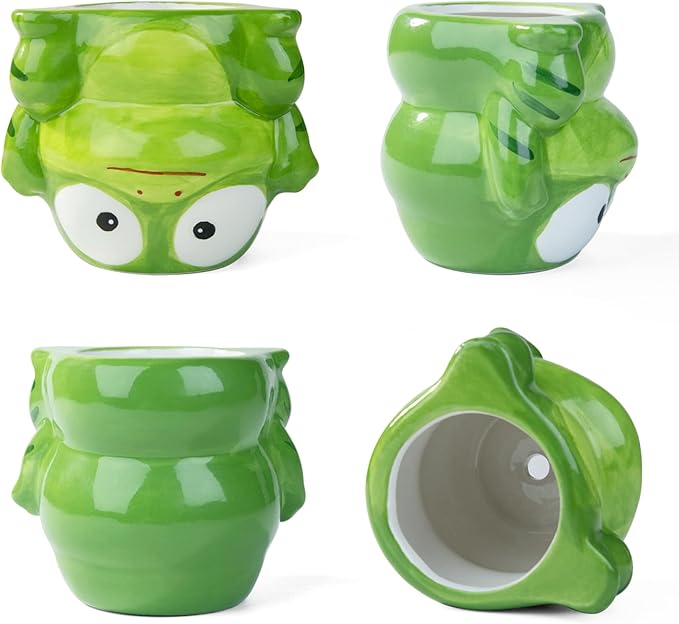 Cute Animal Ceramics Planter Succulent Pot with Drainage, 4.4 Inch Plant Pot for Indoor Mini Plants Flower Cactus, Home and Garden Decor Fun Frog Gift