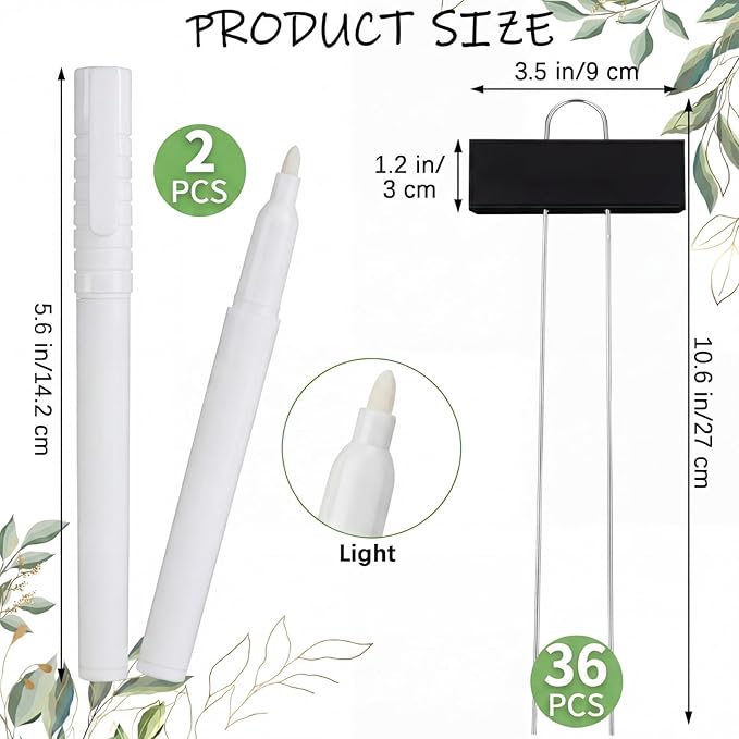 Maitys 38 Pcs Metal Plant Labels Garden Markers Outdoor Weatherproof 10.6 Inch Stainless Steel Nursery Tags Reusable Bulk with Pens for Flower Fruit Vegetable Seedling (Black Label with White Ink)