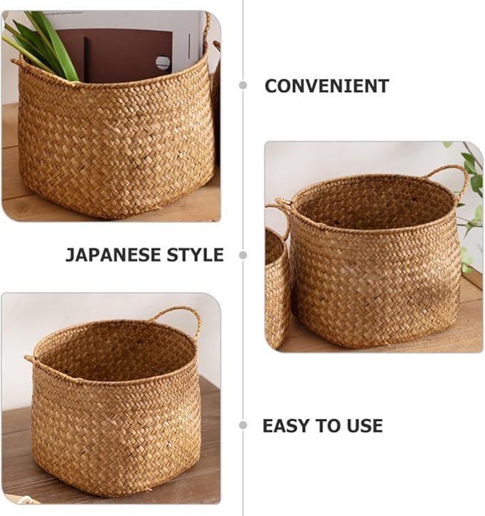 OSALADI Box Rustic Touch Basket for Storage Desktop Flower Arrangement Basket Storage Grocery Woven Seagrass Organizer s for Shelves Woven s for Storage
