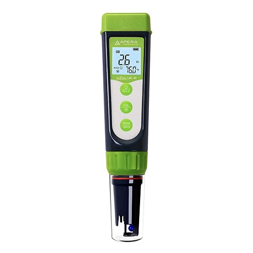 Apera Instruments AI104G GroStar Series GS4 pH/EC/500ppm/700ppm Combo 5-in-1 Pen Tester Kit with Replaceable Double-Junction pH/EC Probe for Hydroponics Water Quality Testing, Gen II