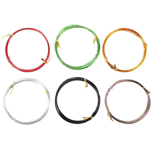 Yardwe 6pcs Bonsai Training Wire Anodized Aluminum Plant Support Wire 1.0mm x 5m Bendable for Garden Use