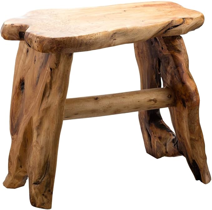 TJ Global Natural Edge Cedar Wood Tree Stump Indoor/Outdoor Stool, Garden Bench, Night Stand, End Table, Plant Stand - L20 x W11 x H17
