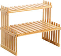 2 Tier Table Top Bamboo Plant Stand Trapezoidal Desktop Windowsill Plant Shelves Flower Pot Display Stand Suitable For Indoor And Outdoor, Terrace, Garden, Office, Window Sill
