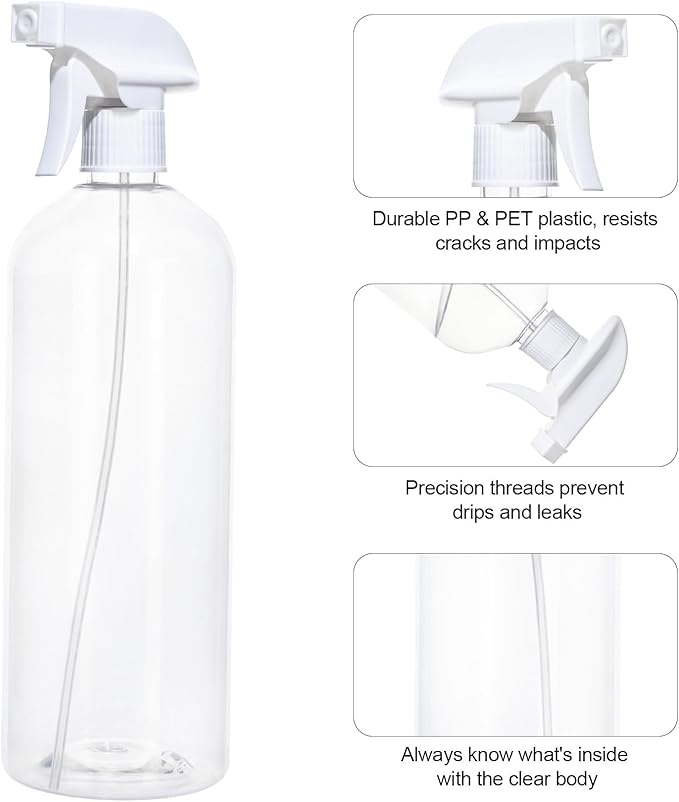 driew Plant Mister Spray Bottle, Plant Mister Water Spray Bottle for Plants Misting Bottle Water Fine Mist, Cleaning Solutions, Gardening, Indoor, Outdoor (Transparent White - 1L)