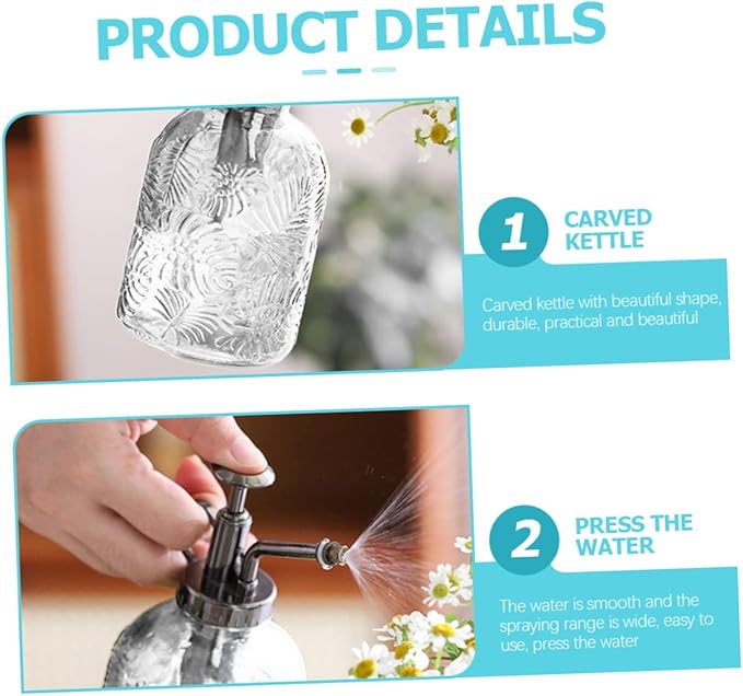LIOOBO Glass Plant Mister Thickened Opening 350ml Spray Bottle for Succulent Watering and Cleaning