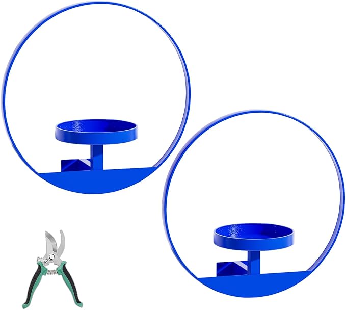 Plant Shelf, Hanging Frame Wall Decor Planters for Indoor Plants, Hanging Plant Holder for Living Room/Bathroom/Entryway/Garden, Garden Shears Included (Circle-Blue, 2pcs)