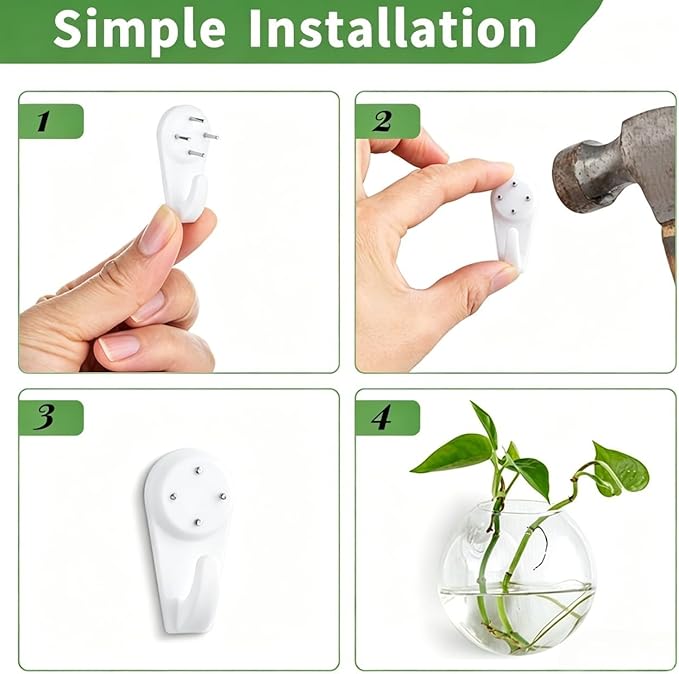 NUPTIO Wall Hanging Planter Terrarium: 4 Inch Glass Air Plant Holder 6PCS Propagation Indoor Floral Vase Flat Round Hydroponic Container Wall-Mounted Floating Pots for Bathroom Balcony Greenhouse