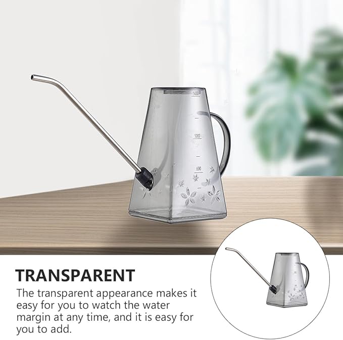 FRCOLOR 1.4l Long Spout Watering Can for Indoor Plants Gardening Watering Kettle with Gray Body for Home and Office Use