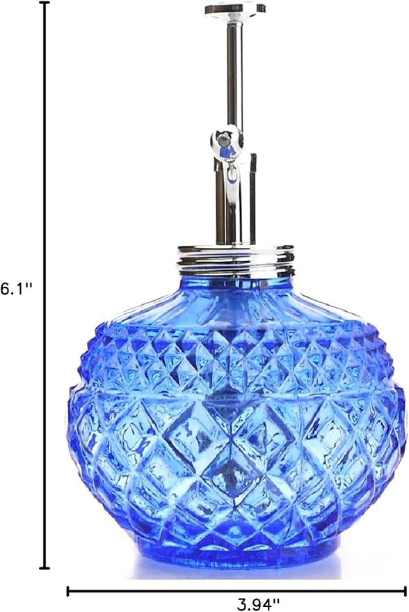 Plant Mister- Blue Glass Bottle & Brass Sprayer (Chrome)