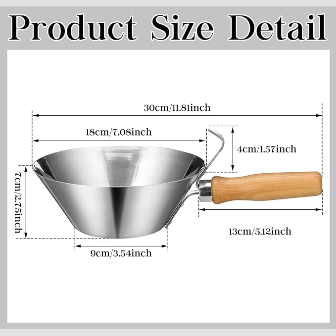 Shimeyao Galvanized Steel Bucket Scoop Wood Handle Strong Heavy Duty Rust Resistant Bucket Scoop for Construction Jobsite Landscaping Garden Stucco Tools for Outdoor Material Handling